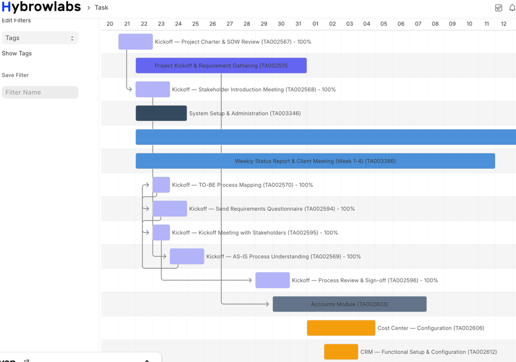 BRD and ERPNext project tracking overview
