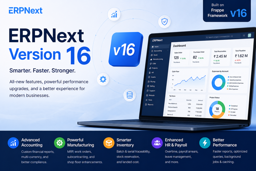 ERPNext Version 16 Explained: Features, Performance Improvements & Upgrade Guide (2026) - Cover Image